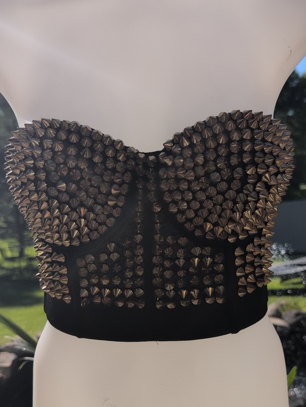 Black Studded Strapless Boned Bustier Crop Top